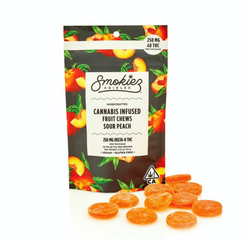 Sour Peach Fruit Chews (250mg) | Delta 8