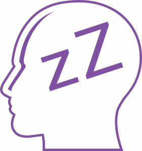 a purple outline of a head with the letter z in it.