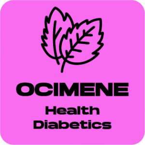 a pink square with the words ocmene health diabetics.