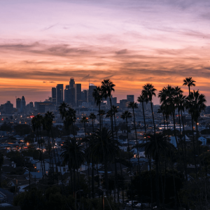 LA skyline at sunset which state has the best weed