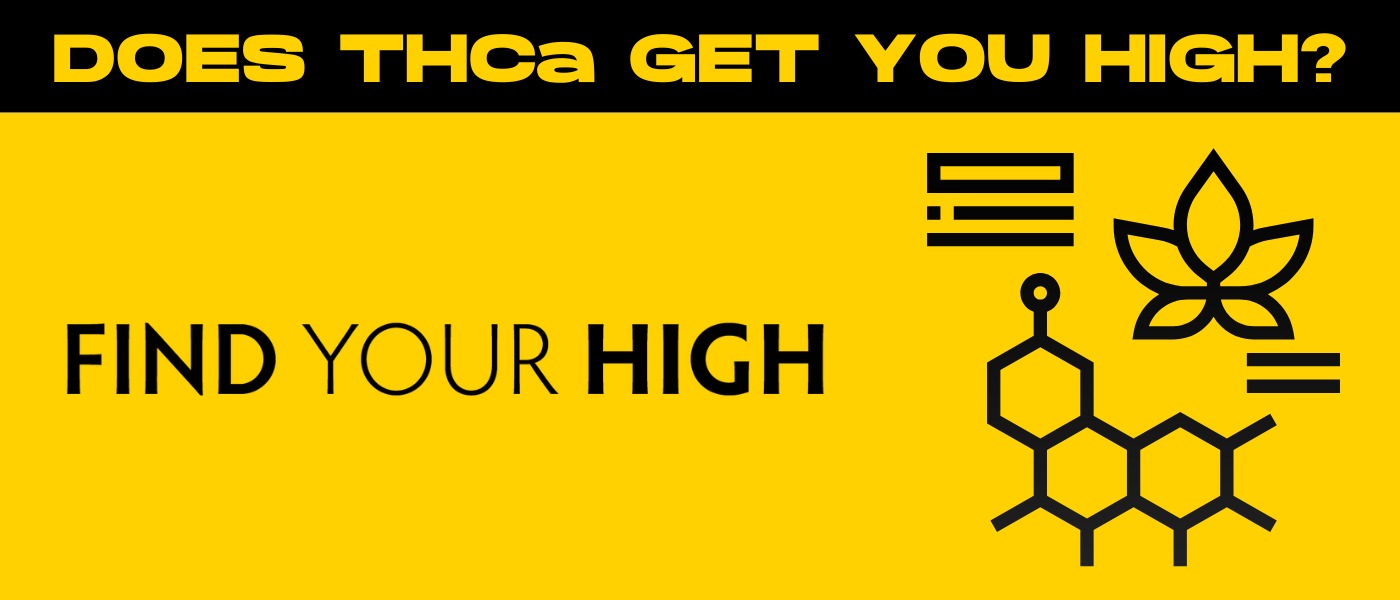 black and yellow banner image for does thca get you high?