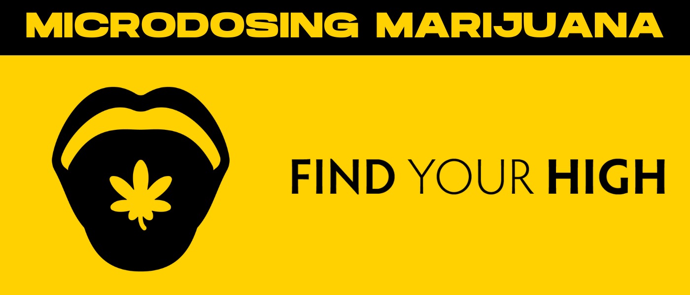 black and yellow banner image that illustrates 'microdosing marijuana'