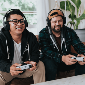 A couple of men playing video games