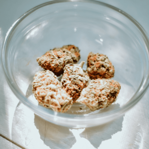 overripe brown cannabis buds