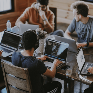 a group of students on their laptops