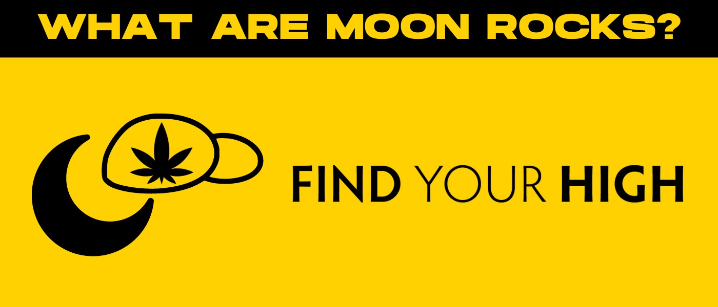 black and yellow banner image that says 'what are moon rocks'