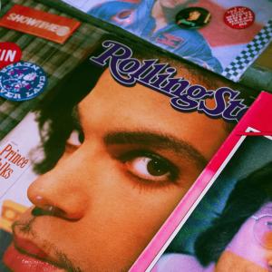 an up-close image of vintage magazine covers