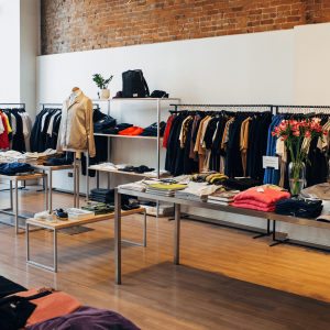 clothes inside a retail store