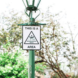 Neighborhood watch sign on a lightpost