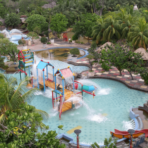 aerial view of a waterpark