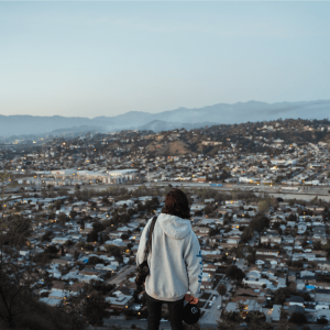 a woman overlooking a California valley