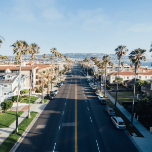 an aerial view of a neighborhood in Redondo Beach