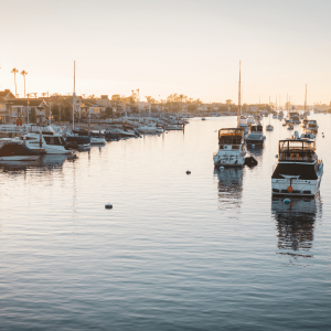 Boats in the Newport Beach harbor