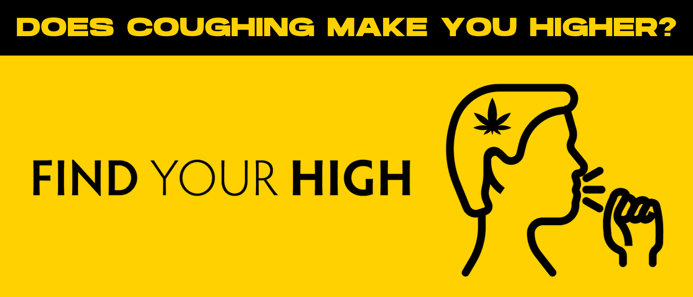 black and yellow banner image asking 'does coughing make you higher'