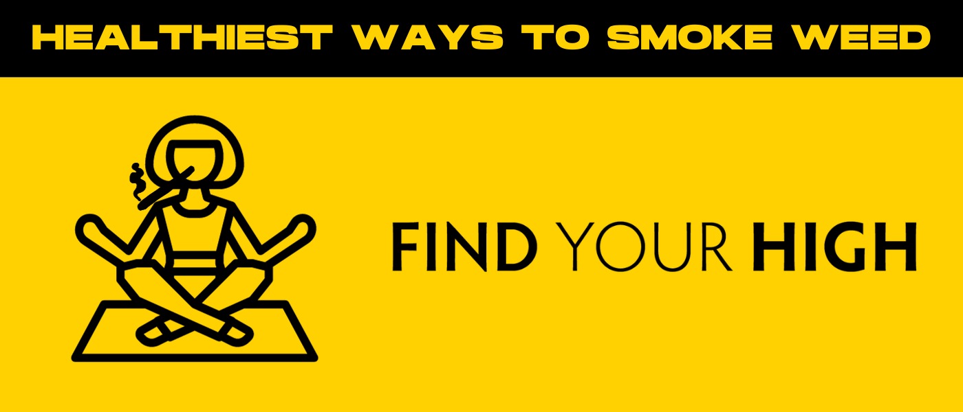 black and yellow banner image that says healthiest way to smoke weed