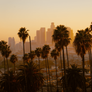 Los Angeles skyline at sunset