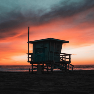 a lifeguard tower in Redondo Beach California