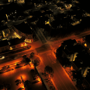 neighborhood streets at night