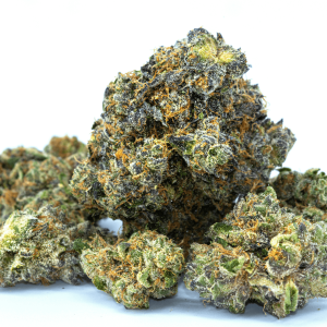 purple, green, and orange cannabis nugs