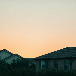 houses in Irvine, California at golden hour 