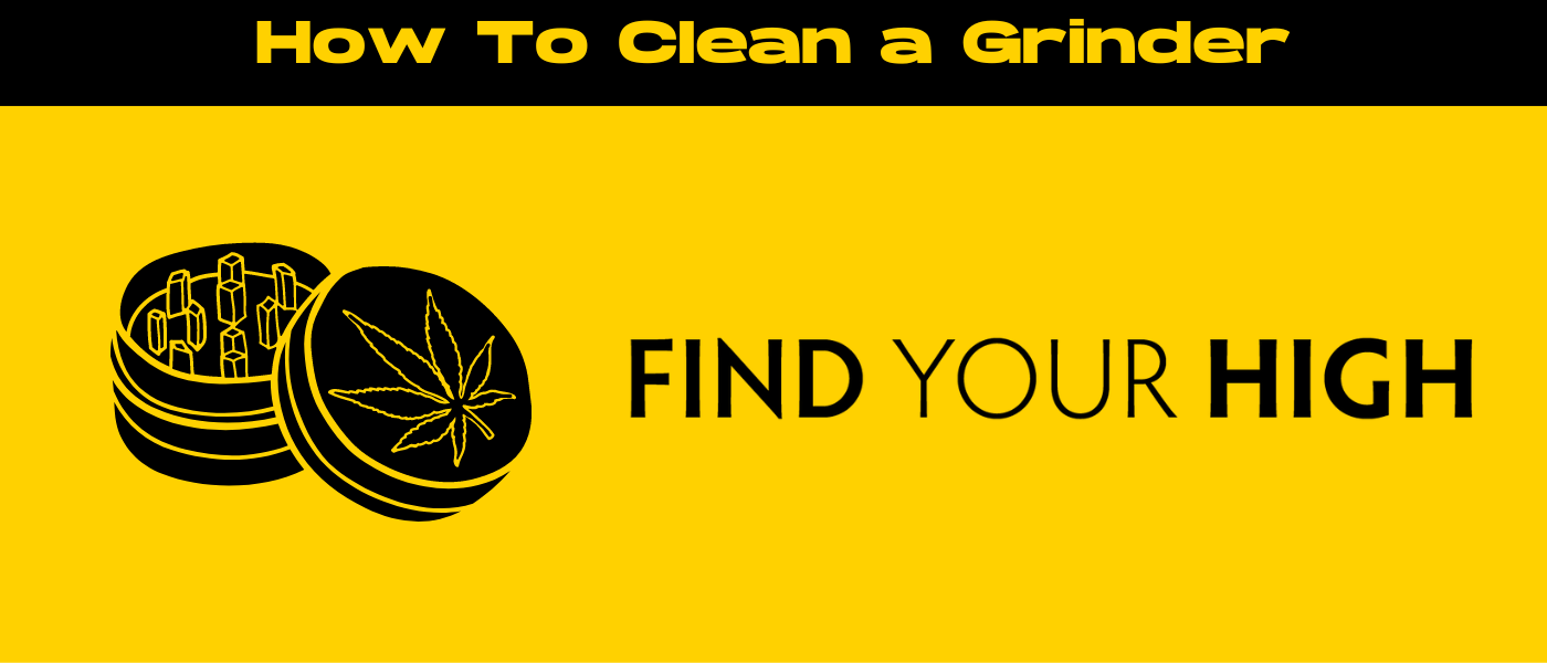 black and yellow banner image for how to clean a grinder