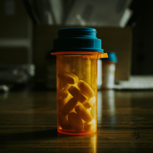 prescription pills in an orange bottle