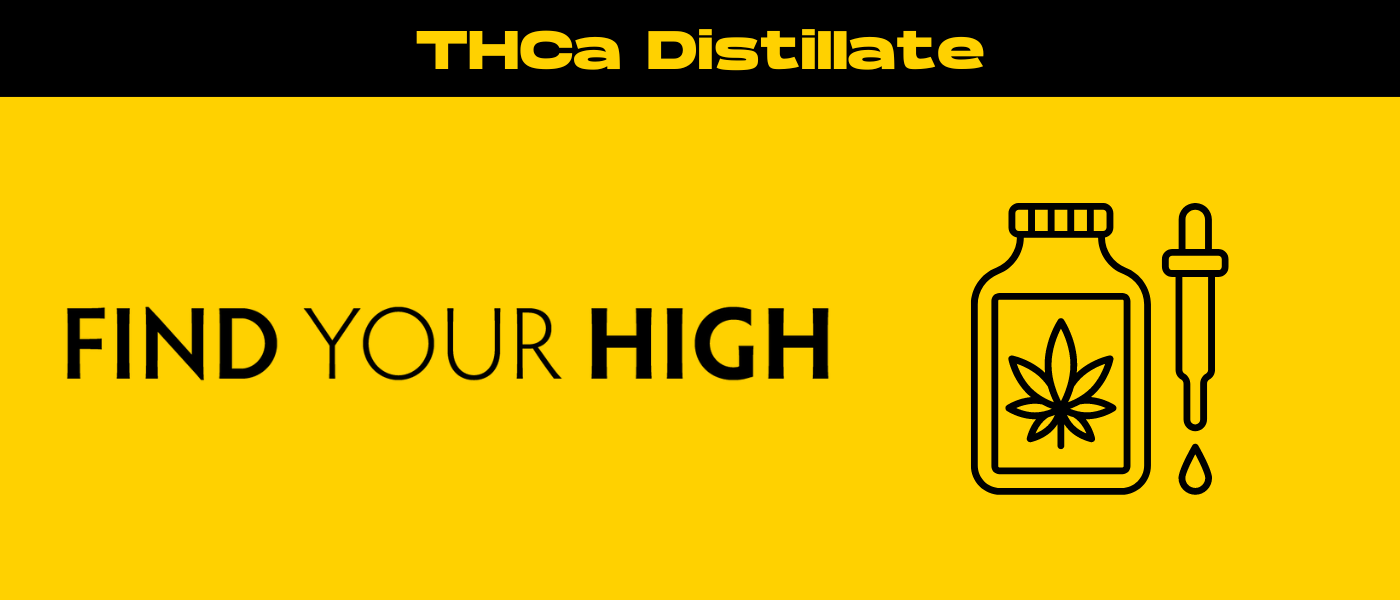black and yellow banner image for THCa Distillate