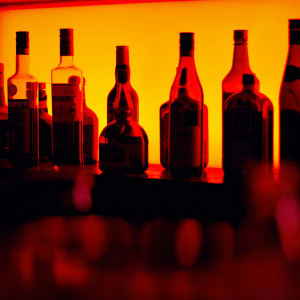 alcohol bottles in a bar