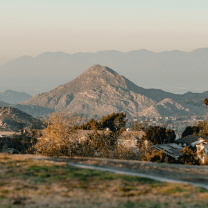 a view of a mountain range from a hill in Winchester California