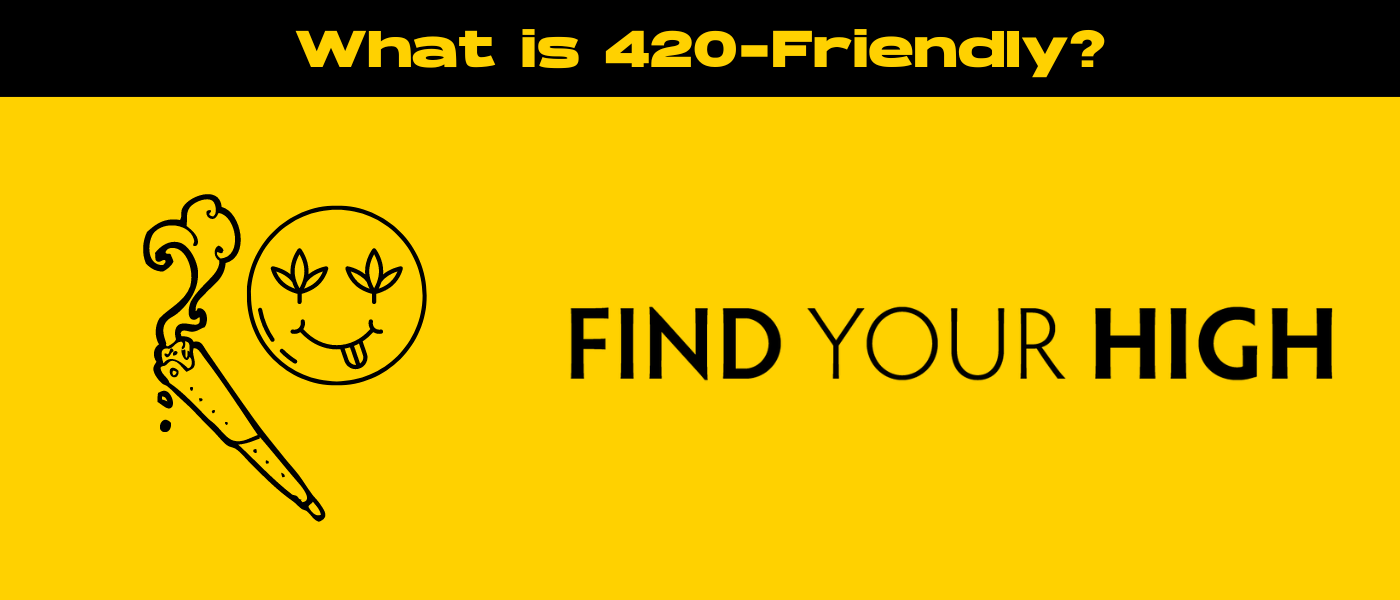 black and yellow banner image for what is 420 friendly blog