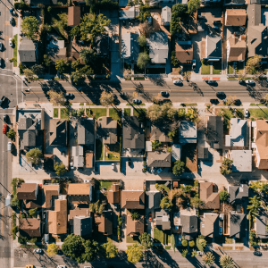 aerial photography of a neighborhood in California