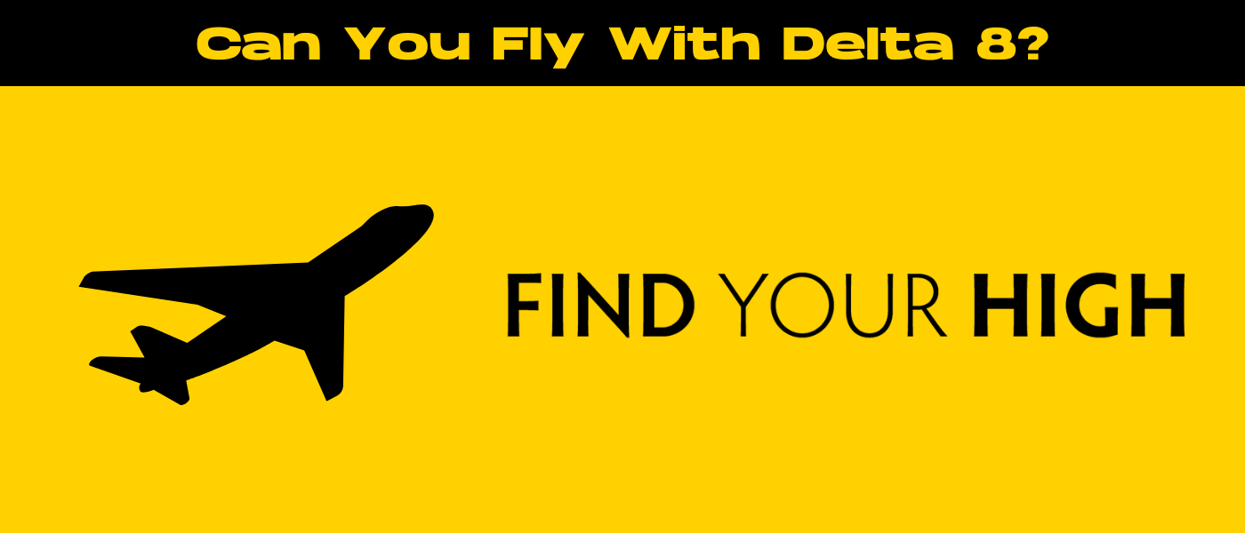 black and yellow banner image for can you fly with delta 8 blog