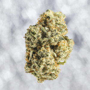 a light green, fluffy cannabis nug