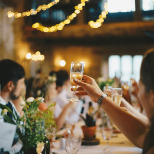 people toasting at a wedding