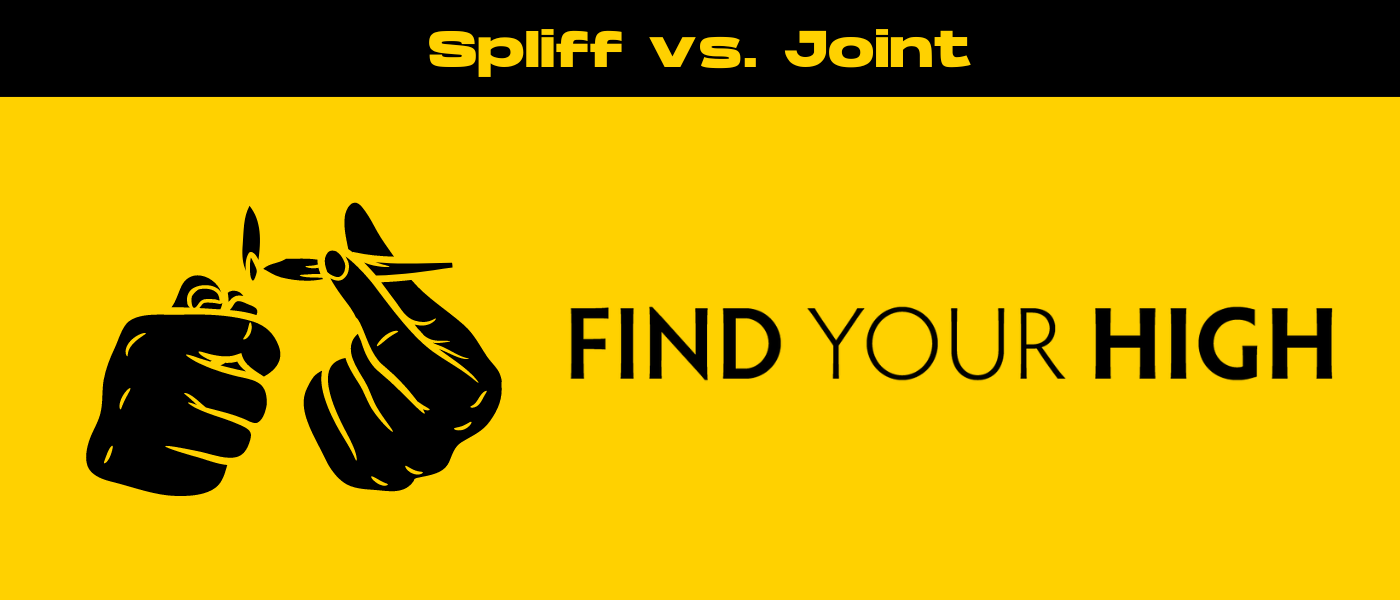 black and yellow banner image for spliff vs joint blog