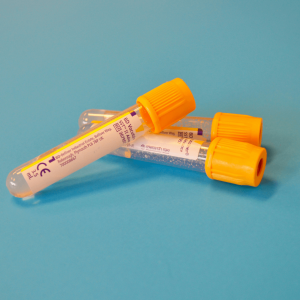 blood testing vials with orange cap