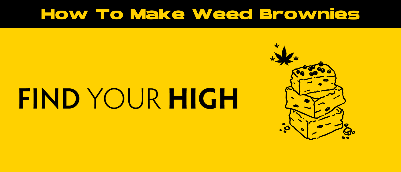 black and yellow banner image for how to make weed brownies blog