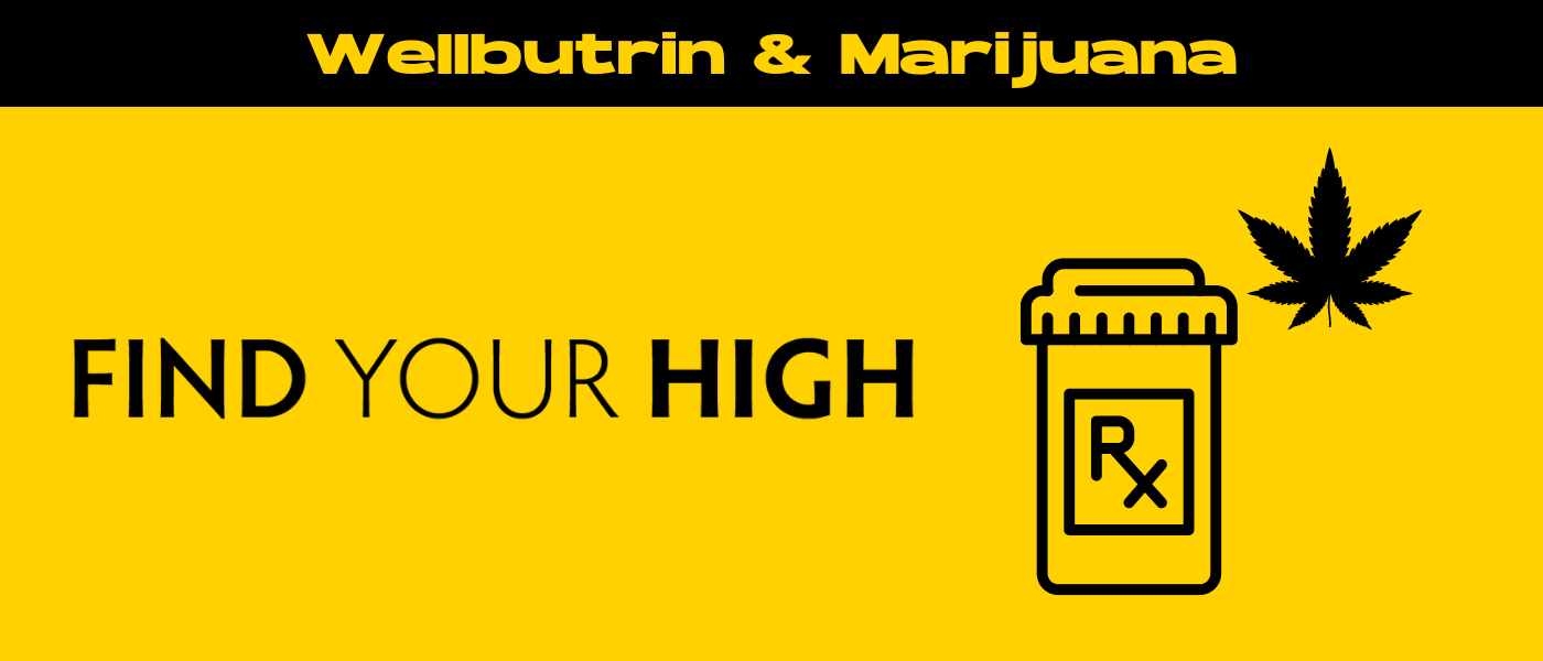 black and yellow banner image for wellbutrin and marijuana blog