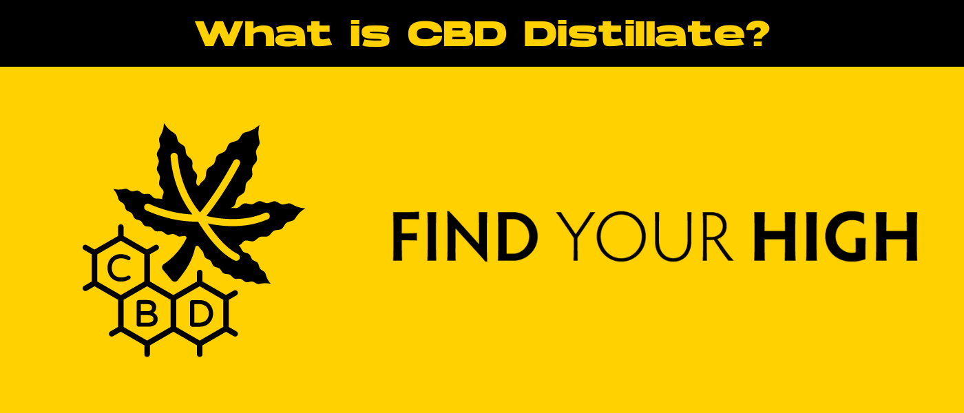 black and yellow banner image for cbd distillate blog