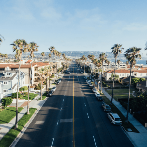 aerial view of a neighborhood in Redondo Beach, CA