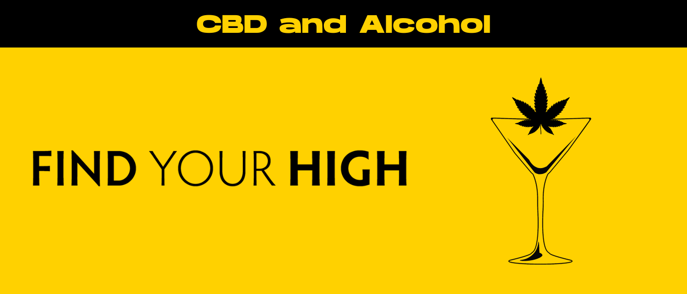 black and yellow banner image for cbd and alcohol blog