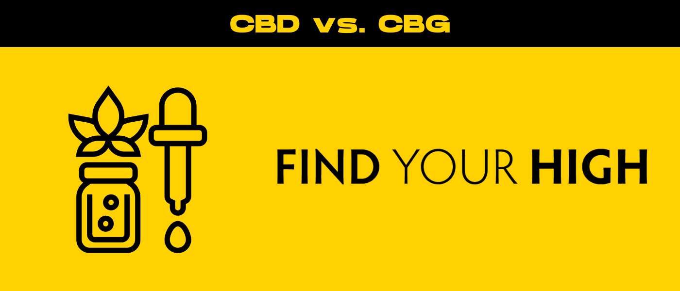 black and yellow banner image for cbd vs cbg blog
