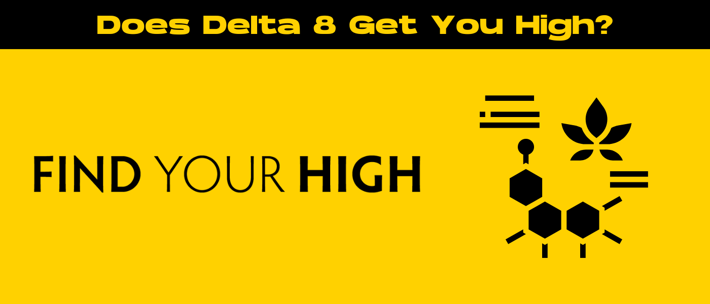 black and yellow banner image for does delta 8 get you high blog