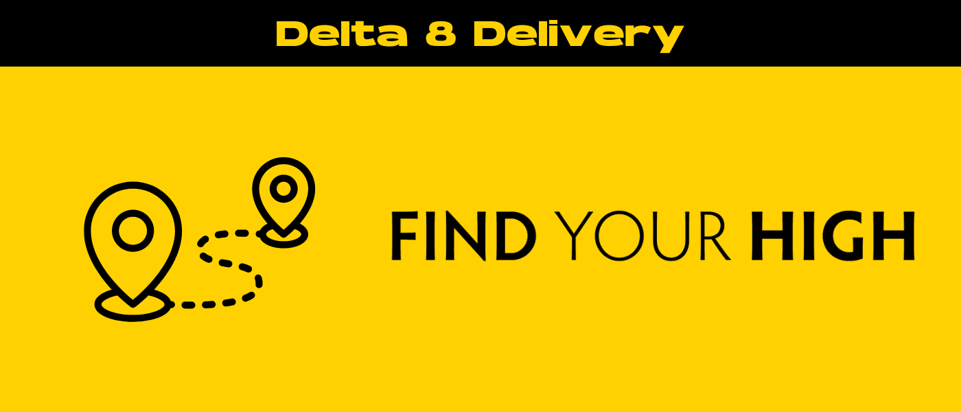 black and yellow banner image with delta 8 delivery