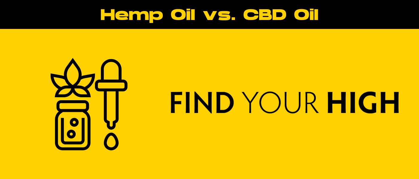 black and yellow banner image for hemp oil vs cbd oil