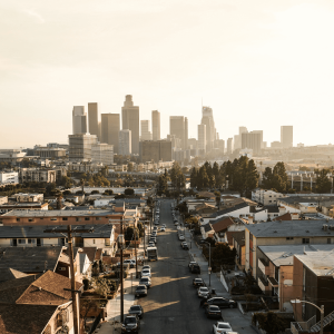 streets and skyline of los angeles