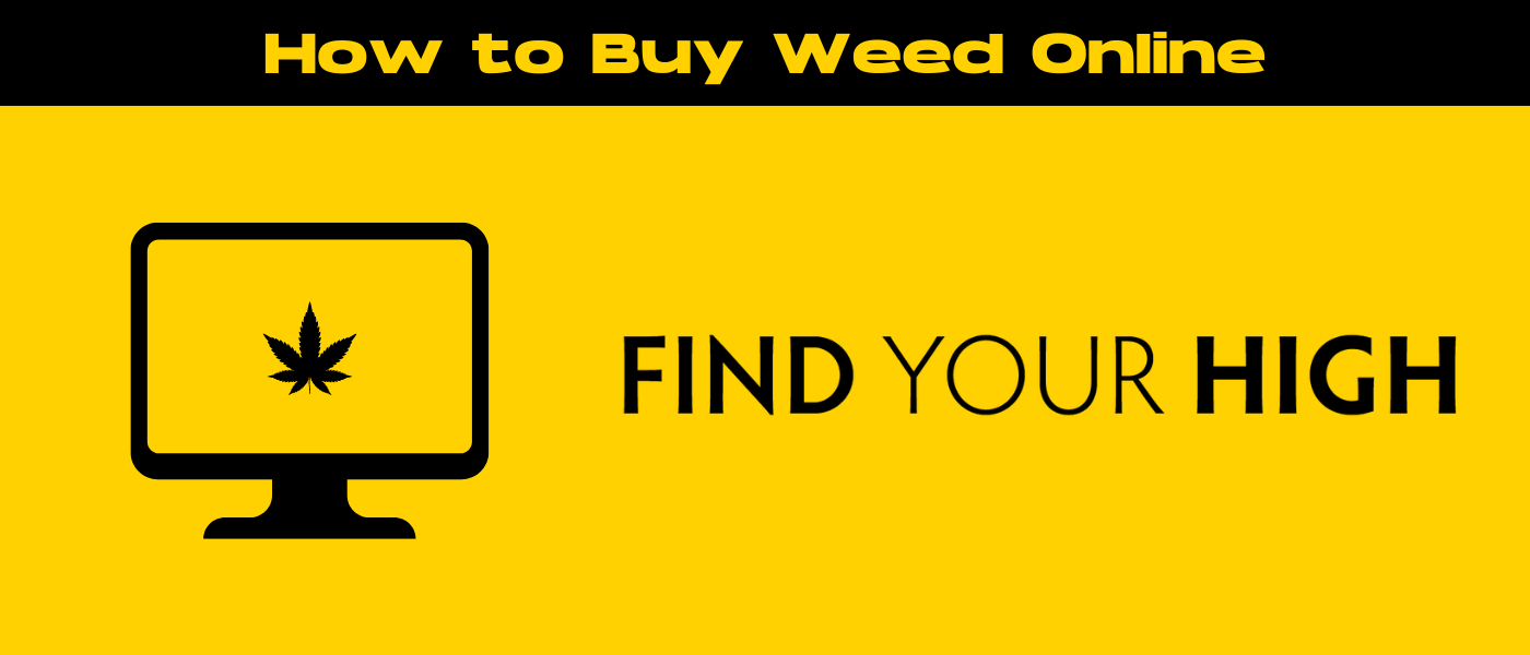 black and yellow banner image for how to buy weed online blog