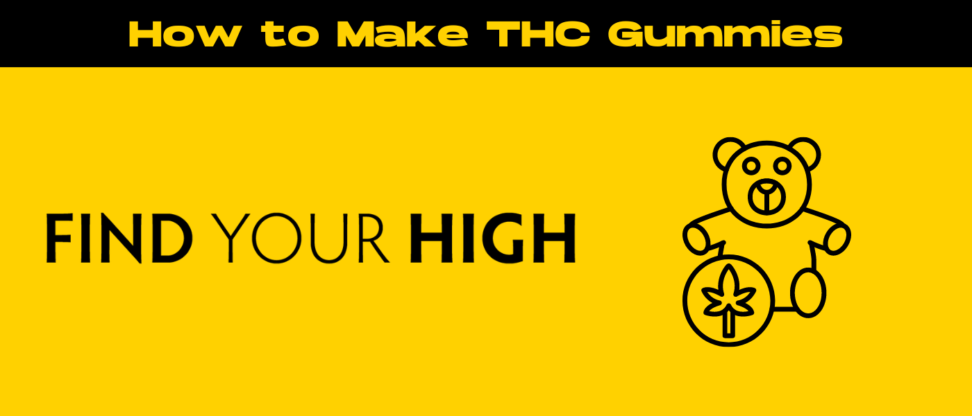 black and yellow banner image for how to make thc gummies blog