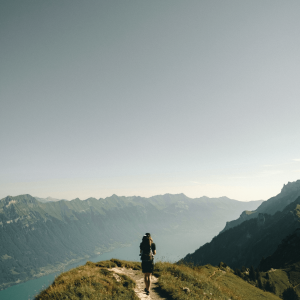 a person hiking on a trail