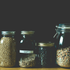 seeds in glass mason jars